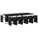 Set de comedor jardín 11 pzas con cojines ratán sintético negro