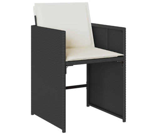 Set de comedor jardín 11 pzas con cojines ratán sintético negro