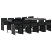 Set de comedor jardín 11 pzas con cojines ratán sintético negro