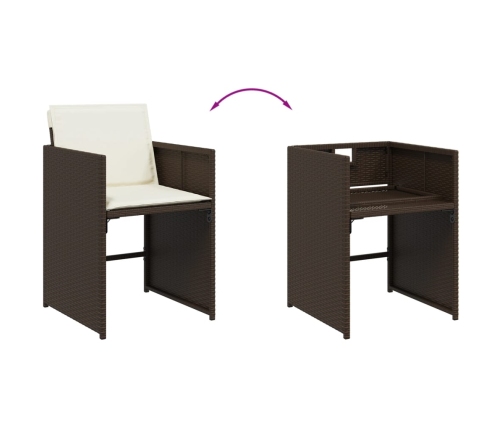 Set comedor de jardín 11 pzas y cojines ratán sintético marrón