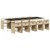 Set comedor de jardín 11 pzas con cojines ratán sintético beige