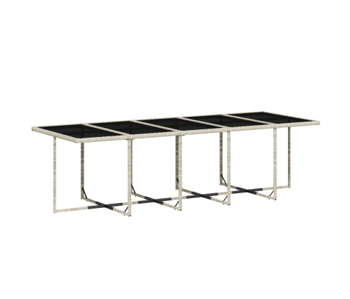 Set de comedor de jardín 11 pzas y cojines ratán sintético gris