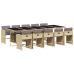 Set comedor de jardín 11 pzas con cojines ratán sintético beige