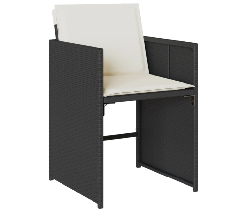 Set comedor de jardín con cojines 13 pzas ratán sintético negro
