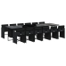 Set comedor de jardín con cojines 13 pzas ratán sintético negro