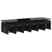 Set comedor de jardín con cojines 13 pzas ratán sintético negro