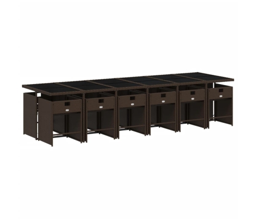 Set muebles de jardín 13 pzas y cojines ratán sintético marrón