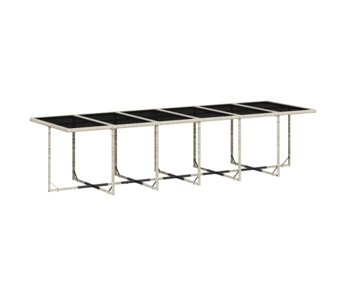 Set comedor jardín y cojines 13 pzas ratán sintético gris claro