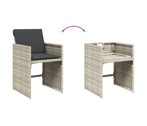 Set comedor jardín y cojines 13 pzas ratán sintético gris claro