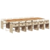 Set comedor de jardín con cojines 13 pzas ratán sintético beige