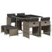 Set comedor jardín 9 pzas y cojines ratán sintético gris