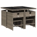 Set comedor jardín 9 pzas y cojines ratán sintético gris