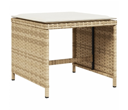 Set comedor de jardín 9 pzas con cojines ratán sintético beige