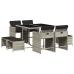 Set comedor de jardín 9 pzas cojines ratán sintético gris claro