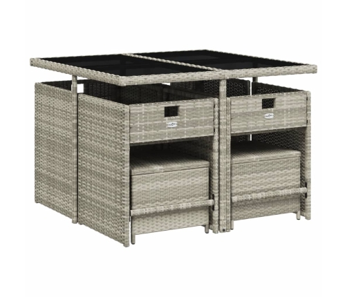 Set comedor de jardín 9 pzas cojines ratán sintético gris claro