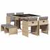 Set comedor de jardín 9 pzas con cojines ratán sintético beige