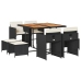 Set de comedor de jardín 9 pzas y cojines ratán sintético negro