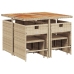 Set comedor de jardín 9 pzas con cojines ratán sintético beige