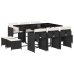 Set de comedor jardín 11 pzas con cojines ratán sintético negro