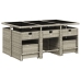 Set de comedor de jardín 11 pzas y cojines ratán sintético gris