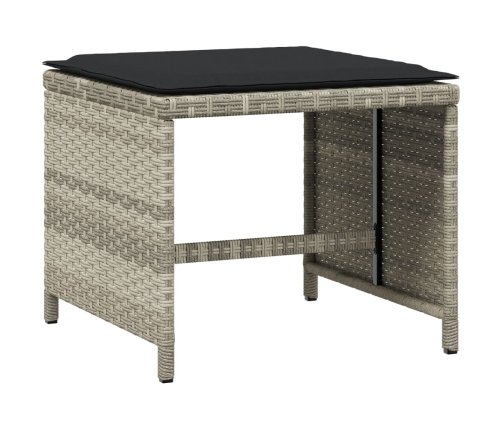 Set de comedor de jardín 11 pzas y cojines ratán sintético gris