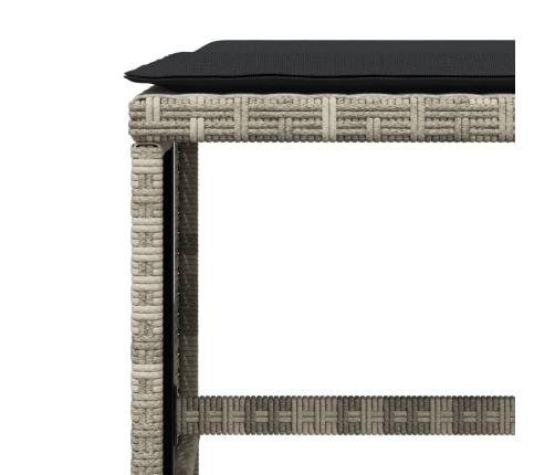 Set de comedor de jardín 11 pzas y cojines ratán sintético gris