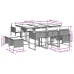 Set de comedor de jardín 11 pzas y cojines ratán sintético gris
