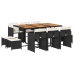 Set de comedor jardín 11 pzas con cojines ratán sintético negro