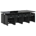 Set comedor de jardín con cojines 13 pzas ratán sintético negro