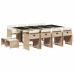 Set comedor de jardín con cojines 13 pzas ratán sintético beige