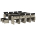 Set comedor jardín y cojines 13 pzas ratán sintético gris claro