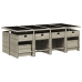 Set comedor jardín y cojines 13 pzas ratán sintético gris claro