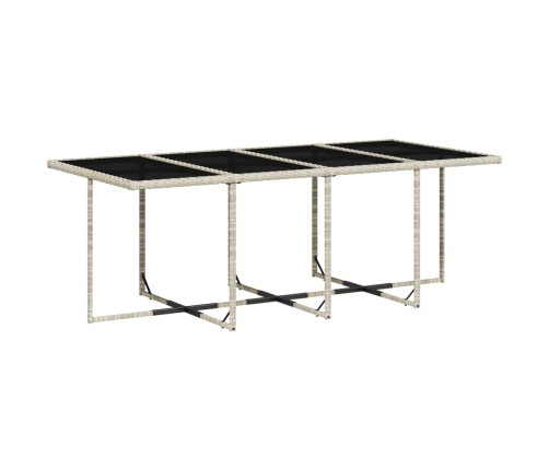 Set comedor jardín y cojines 13 pzas ratán sintético gris claro
