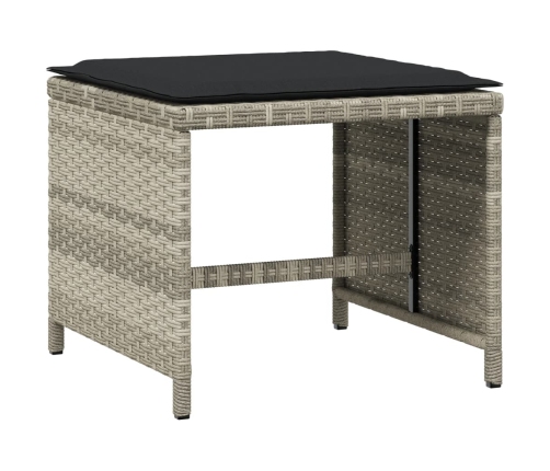 Set comedor jardín y cojines 13 pzas ratán sintético gris claro