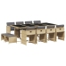 Set comedor de jardín con cojines 13 pzas ratán sintético beige