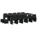 Set comedor de jardín con cojines 15 pzas ratán sintético negro