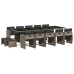 Set comedor de jardín con cojines 15 pzas ratán sintético gris