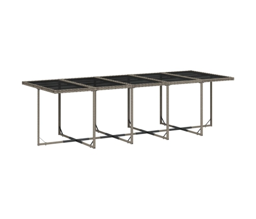 Set comedor de jardín con cojines 15 pzas ratán sintético gris