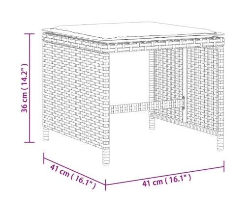 Set comedor de jardín con cojines 15 pzas ratán sintético gris