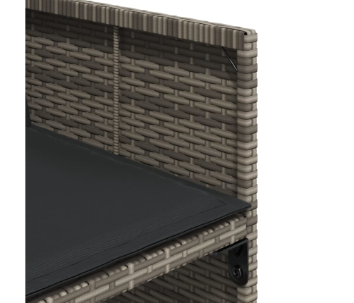 Set comedor de jardín con cojines 15 pzas ratán sintético gris