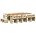 Set comedor de jardín con cojines 15 pzas ratán sintético beige