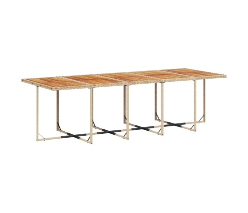 Set comedor de jardín con cojines 15 pzas ratán sintético beige