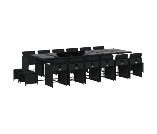 Set de muebles jardín 17 pzas con cojines ratán sintético negro