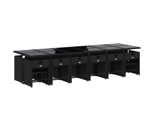 Set de muebles jardín 17 pzas con cojines ratán sintético negro