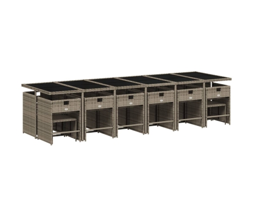 Set comedor de jardín 17 pzas y cojines ratán sintético gris