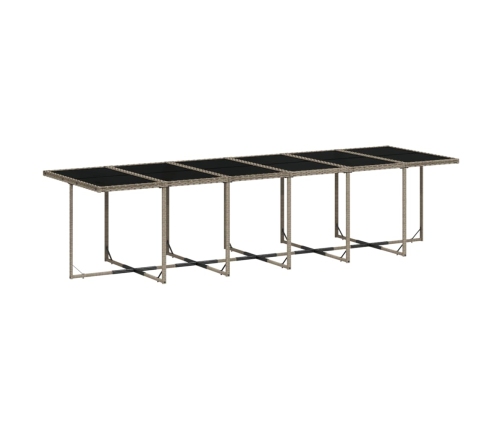 Set comedor de jardín 17 pzas y cojines ratán sintético gris