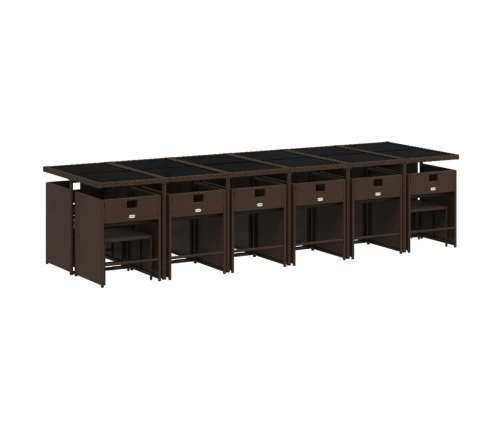 Set de muebles jardín 17 pzas y cojines ratán sintético marrón