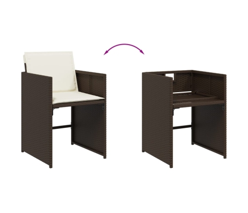 Set de muebles jardín 17 pzas y cojines ratán sintético marrón