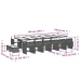 Set de muebles jardín 17 pzas y cojines ratán sintético marrón