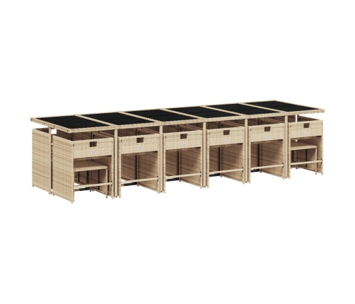 Set comedor de jardín 17 pzas con cojines ratán sintético beige